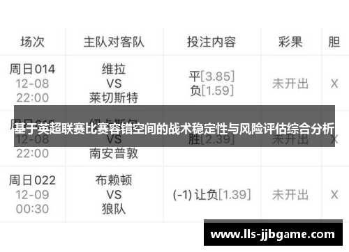 基于英超联赛比赛容错空间的战术稳定性与风险评估综合分析 基于英超联赛比赛容错空间的战术稳定性与风险评估综合分析